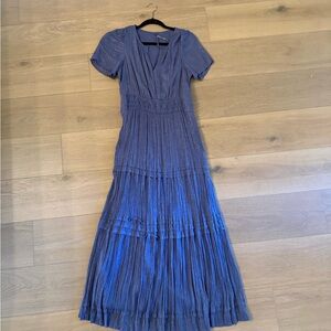 Anthropologie Somerset Purple Lurex Metallic Maxi Dress Size XS Subtle Texture